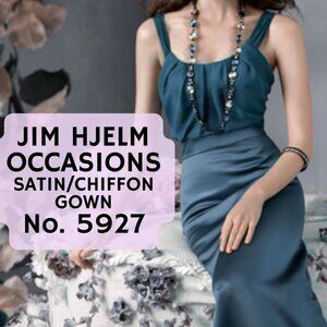 Jim Hjelm Occasions 5927 Teal Satin + Chiffon Gown Size 4